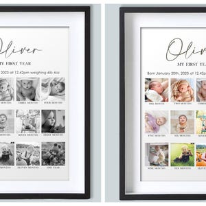 Tableau photo personnalisé Ma première année, photos de bébé, jalon record