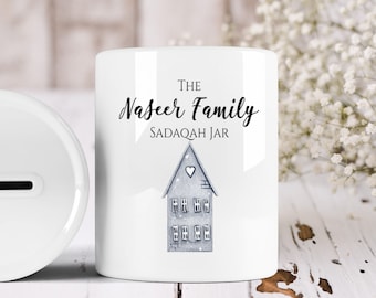 Primitive House Sadaqah Savings Jar Personalised Ceramic Money Box Gift Idea
