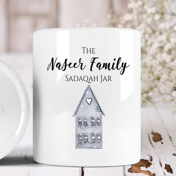 Primitive House Sadaqah Savings Jar Personalised Ceramic Money Box Gift Idea