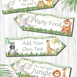 Set di 4 frecce decorative personalizzate per feste a tema safari nella giungla