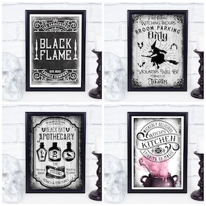 Halloween Party Sign - Candle Co, Broom Parking, Witches Kitchen, Apotheker