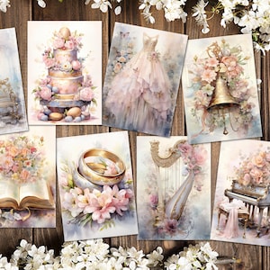 8 Shabby Chic Bloemen Bruiloft Thema Kaarttoppers Plakboek Dagboek Kaarten