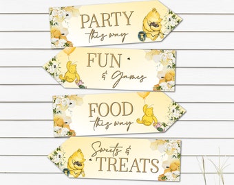 4 Winnie the Pooh Party Arrows Honey Bee Birthday Christening Baby Shower Party