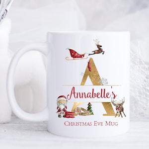 Personalised Monogram Christmas Eve Mug Santa & Rudolph Gift