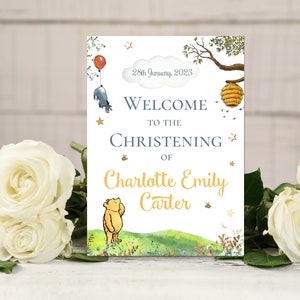Personalised Winnie the Pooh Christening Welcome Sign