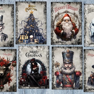 8 ATC-tags/toppers in gotische kerststijl Kaarten maken Cadeaukaartjes