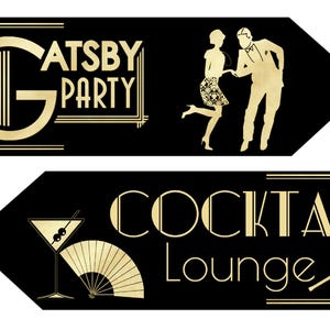 Set of 4 Gatsby 1920's Theme Party Art Deco Decoration Arrow Signs image 4
