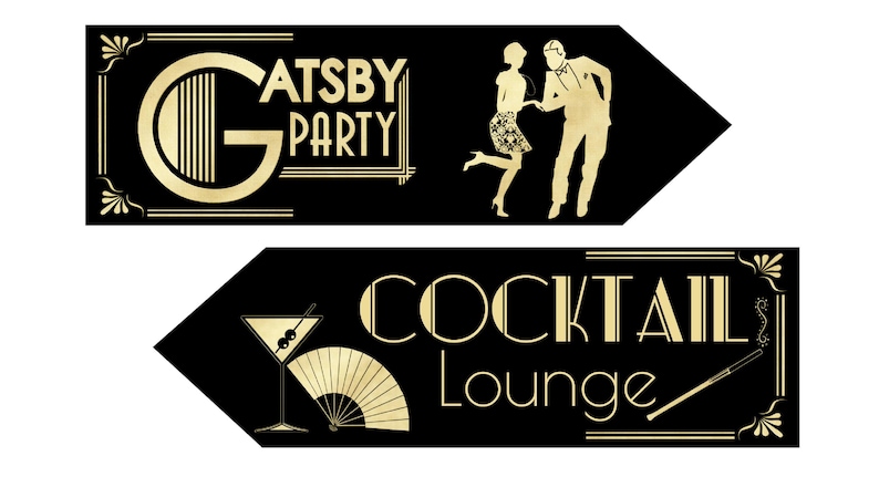 Set of 4 Gatsby 1920's Theme Party Art Deco Decoration Arrow Signs image 4