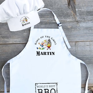 Personalised King of the Grill BBQ Chef Hat & Apron Gift Idea
