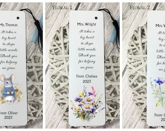 Personalised Woodland Floral Thank you Bookmark Teacher School End of Term Gift