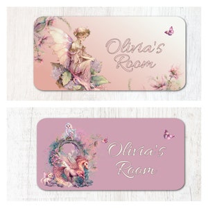 Personalisierte Blumen Fee mystische Geschöpfe Mädchens Metall Türschild Name Plaque