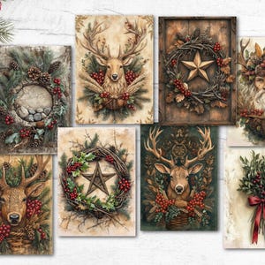 8 Weihnachten rustikale Wicca Pagan Card Toppers/Tags Card Making Scrapbook Journals, mit oder ohne Löcher & String