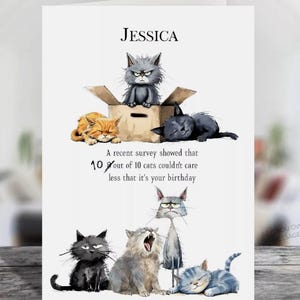 Carte de voeux d'anniversaire personnalisée 8 sur 10 chats - taille au choix