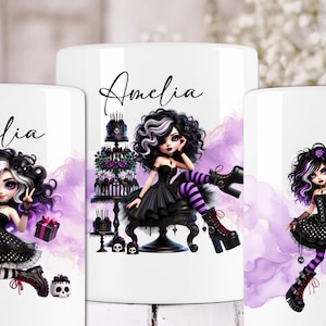 Hucha de cerámica personalizada con diseño de chica gótica de cumpleaños, idea de regalo