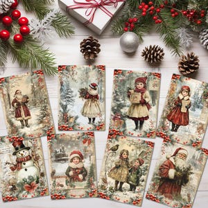 8 décorations de Noël traditionnelles de style victorien pour fabriquer des cartes de scrapbooking