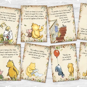 8 Classique Winnie l’ourson ATC Carte Fabrication d’étiquettes Embellissements