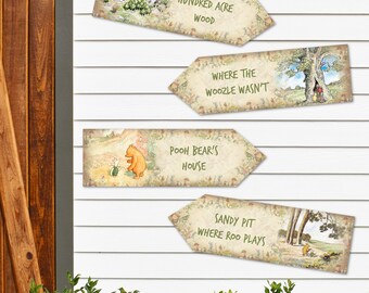 4 Winnie The Pooh Party Arrow Decorations – Perfect For Birthdays, Baby Showers!