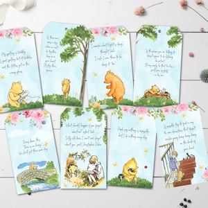 8 Woodland Winnie the Pooh & Friends cite des étiquettes cadeaux et du jute String
