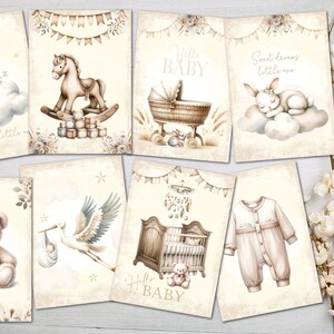 8 Welcome Baby Toni neutri Carte ATC Cartoncini per creazione di carte Tag Abbellimenti