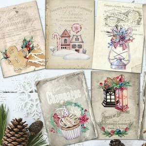 8 Traditional Vintage Sweet & Cosy Christmas ATC Tags/Toppers