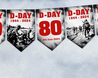 D-Day Bunting 80 Years Commemorative Armed Forces Bunting & Ribbon