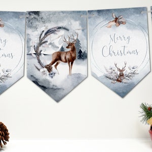 Winter Wald hirsch Weihnachten Bunting