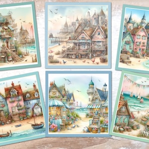 Card Toppers Schrullige Seaside Beach Houses Karte Dekoration - 3,5&quot;