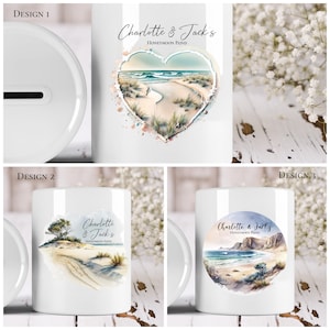 Personlig sparbössa för smekmånadsfond, stranddrömmar, keramisk sparkruka, presentidé