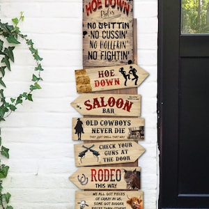 Country & Western Cowboy Hoe Down Barn Dance Party Signs e 6 frecce