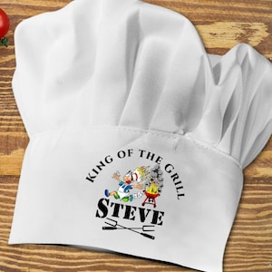 Gorro de chef personalizado &#39;Rey de la parrilla&#39; Gorro de chef de barbacoa de poliéster novedoso para adultos