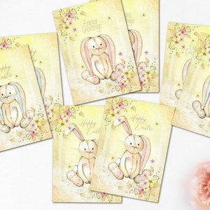 8 Tarjeta ATC del Conejo de Pascua Haciendo Adornos de Etiquetas