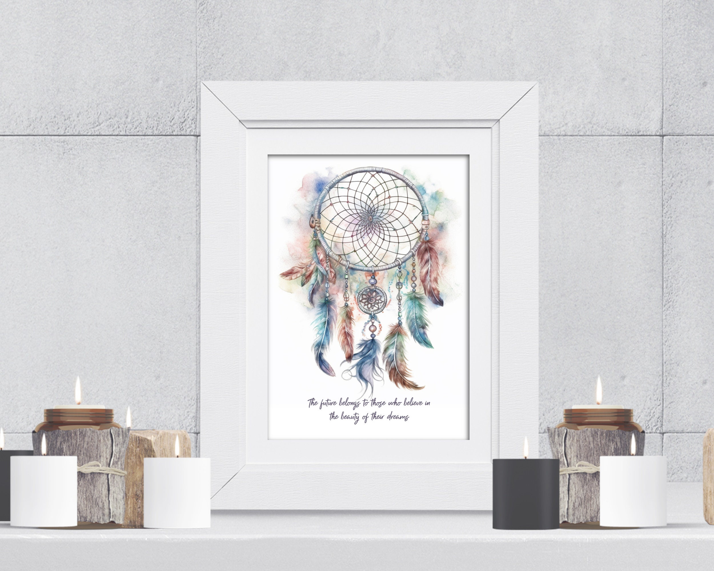 Dreamcatcher Print Boho Wall Art Sign With Quote - Etsy