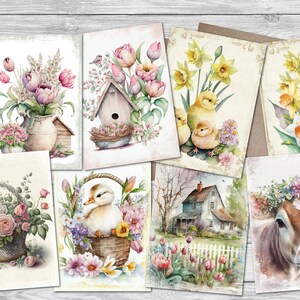8 cartes simples recto florales printanières avec ou sans enveloppe - 6 x 4 po.