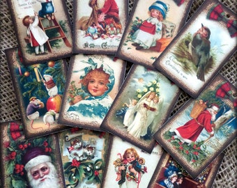 Set of 12 Traditional Vintage Christmas Gift Tags