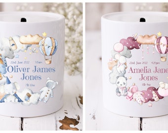 Personalised Children's Baby's First Money Box Birth Record Savings Gift Idea