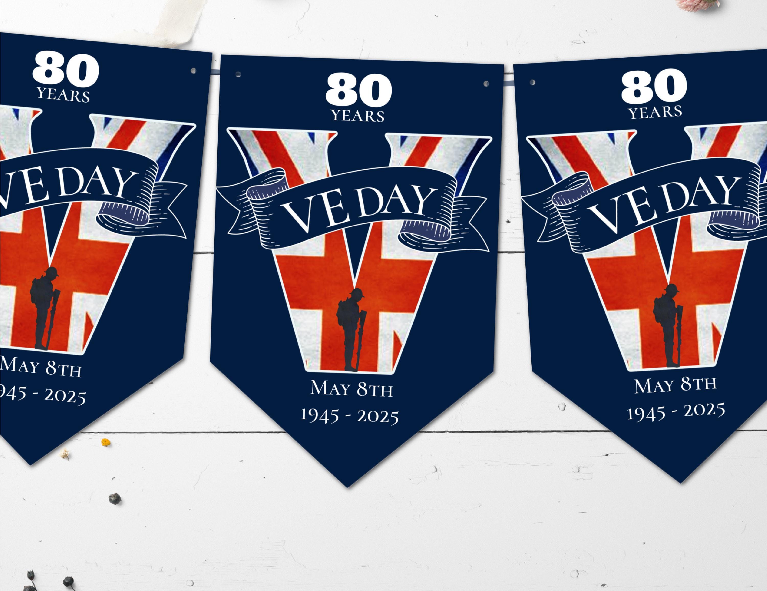 Wimpelkette Zum 80. Jahrestag VE-Day – Dekoration Für Gedenkfeiern & Partys