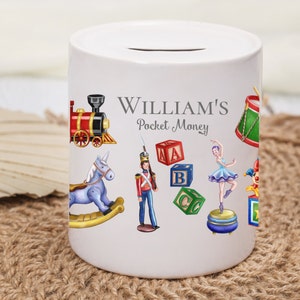 Vintage Toys Personalised Pocket Money Ceramic Money Box Gift Idea