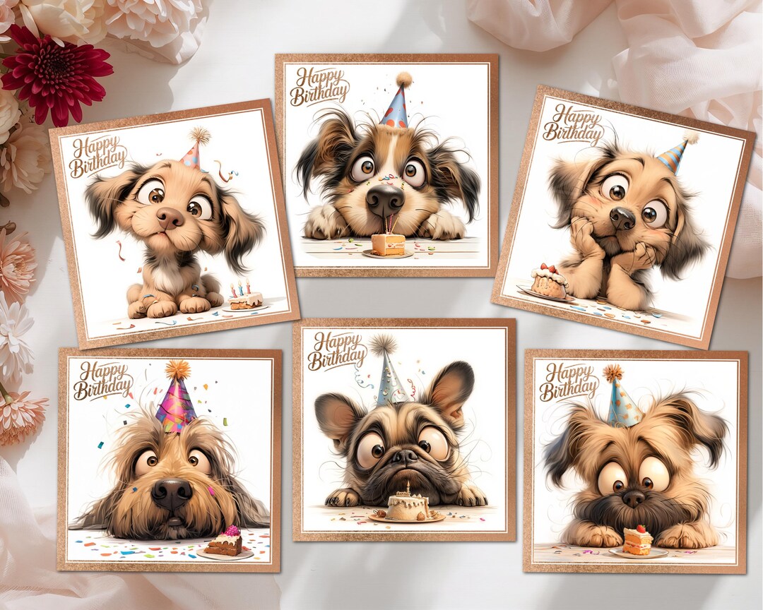 Dog Birthday Card Toppers, Craft Embellishments (set of 6) - Etsy