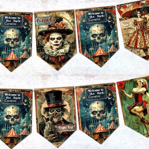 Mörk Karneval Skräckcirkus Nöjesfält Clown Vändrad Halloween Festdekoration