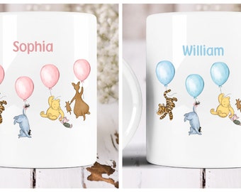 Personalised Children's Baby's Winnie the Pooh First Money Box Savings Gift Idea Pink or Blue