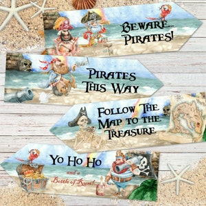 4 Pirate Party Treasure Hunt Decoration Arrows