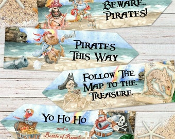 4 Pirate Party Treasure Hunt Decoration Arrows