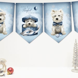 Süße Westie Terrier Weihnachten Bunting/Banner & Band