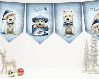 Bandierine natalizie Westie: striscione Highland Terrier, nastro incluso