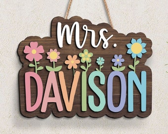 Personalized Teacher Sign, Teacher Gifts, Teacher Appreciation Gifts, 3D Teacher Door Hanger, Classroom Welcome Sign, Gifts For Teacher