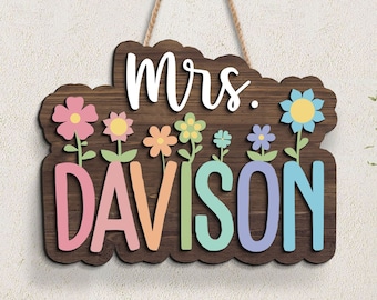 Personalized Teacher Sign, Teacher Gifts, Teacher Appreciation Gifts, 3D Teacher Door Hanger, Classroom Welcome Sign, Gifts For Teacher