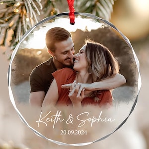 Personalized Couple Photo Ornament, Couples Gifts, Custom Photo Glass Ornament, Couple Keepsake, Custom Picture Ornament, Christmas Gifts