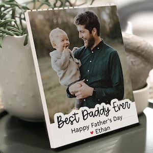 Fathers Day Gift Personalized Brick Photo Block Gift for Dad, Custom Puzzle Building Block Photo Gift for Husband, Grandpa Dad Gift from Kid