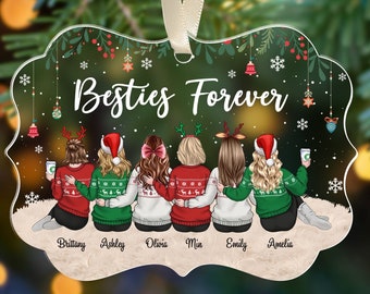 Personalized Best Friend Ornament, Besties Ornament, Gifts for Group Friendship, Custom Best Friend Gifts, BFF Christmas Gifts, Besties Gift