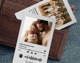 Personalized Metal Wallet Card (Your Song Edition) | Promenade Field B&W - 2 Sides